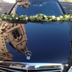 Brautauto Girlande weiss-grün Brautauto Girlande weiss-gruen