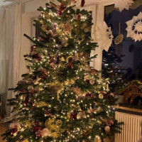 Christbaum Christbaum Gold mit Lichterketten